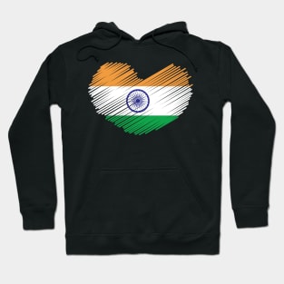 India Flag Heart Design Hoodie